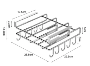 Kệ Treo Dưới Tủ Bếp Thép Không Gỉ 27 x 13.5 cm, Màu Bạc Kim Loại