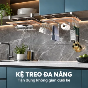 Kệ Treo Dưới Tủ Bếp Thép Không Gỉ 27 x 13.5 cm, Màu Bạc Kim Loại