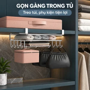 Kệ Treo Dưới Tủ Bếp Thép Không Gỉ 27 x 13.5 cm, Màu Bạc Kim Loại