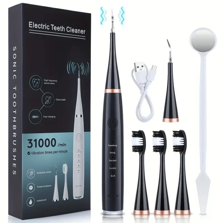Bộ Bàn Chải Điện Sóng Âm 5 Mức Rung Kèm 3 Đầu Chải, 2 Đầu Kim Và Gương Soi