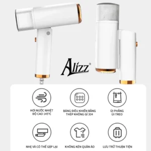 Bàn Ủi Hơi Nước Cầm Tay Gấp Gọn ALIZZ AL-13551 1000W, Bình Nước 100 ml