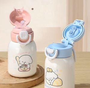 Bình Giữ Nhiệt Cho Bé Inox SUS 316 500 ml, Nắp Bật Có Ống Hút