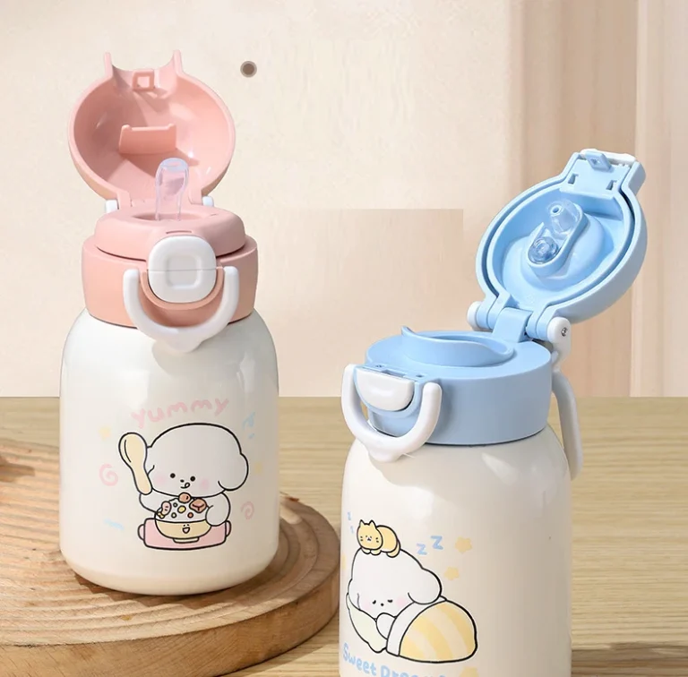 Bình Giữ Nhiệt Cho Bé Inox SUS 316 500 ml, Nắp Bật Có Ống Hút