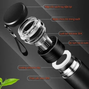 Bình Giữ Nhiệt Inox 304 Có Ngăn Lọc Trà 520 ml, Nắp Vặn Kín