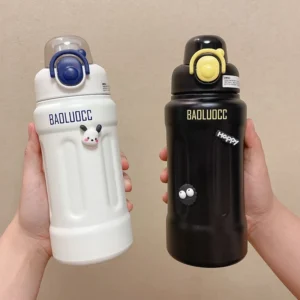 Bình Giữ Nhiệt Inox BAOLUOCC 800ml Nắp Bật Có Quai Xách, Kèm Sticker 3D