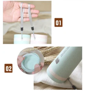 Bình Giữ Nhiệt Nhựa Lúa Mạch Có Dây Xách, 7 x 16,8 cm, Giao Màu Ngẫu Nhiên