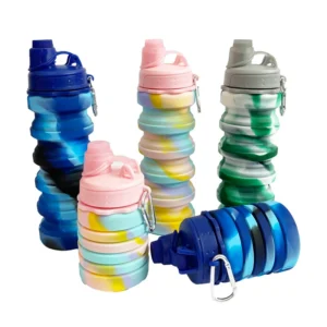 Bình Nước Silicone Gấp Gọn 500 ml Họa Tiết Rằn Ri