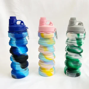 Bình Nước Silicone Gấp Gọn 500 ml Họa Tiết Rằn Ri