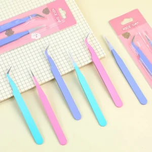 Bộ 2 Nhíp Gắp Sticker Đầu Thẳng Và Đầu Cong Màu Pastel, Dài 11,5 cm