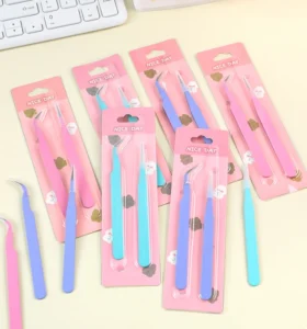Bộ 2 Nhíp Gắp Sticker Đầu Thẳng Và Đầu Cong Màu Pastel, Dài 11,5 cm
