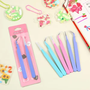 Bộ 2 Nhíp Gắp Sticker Đầu Thẳng Và Đầu Cong Màu Pastel, Dài 11,5 cm