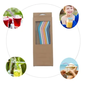 Bộ 6 Ống Hút Silicone Tái Sử Dụng Kèm Cọ Vệ Sinh