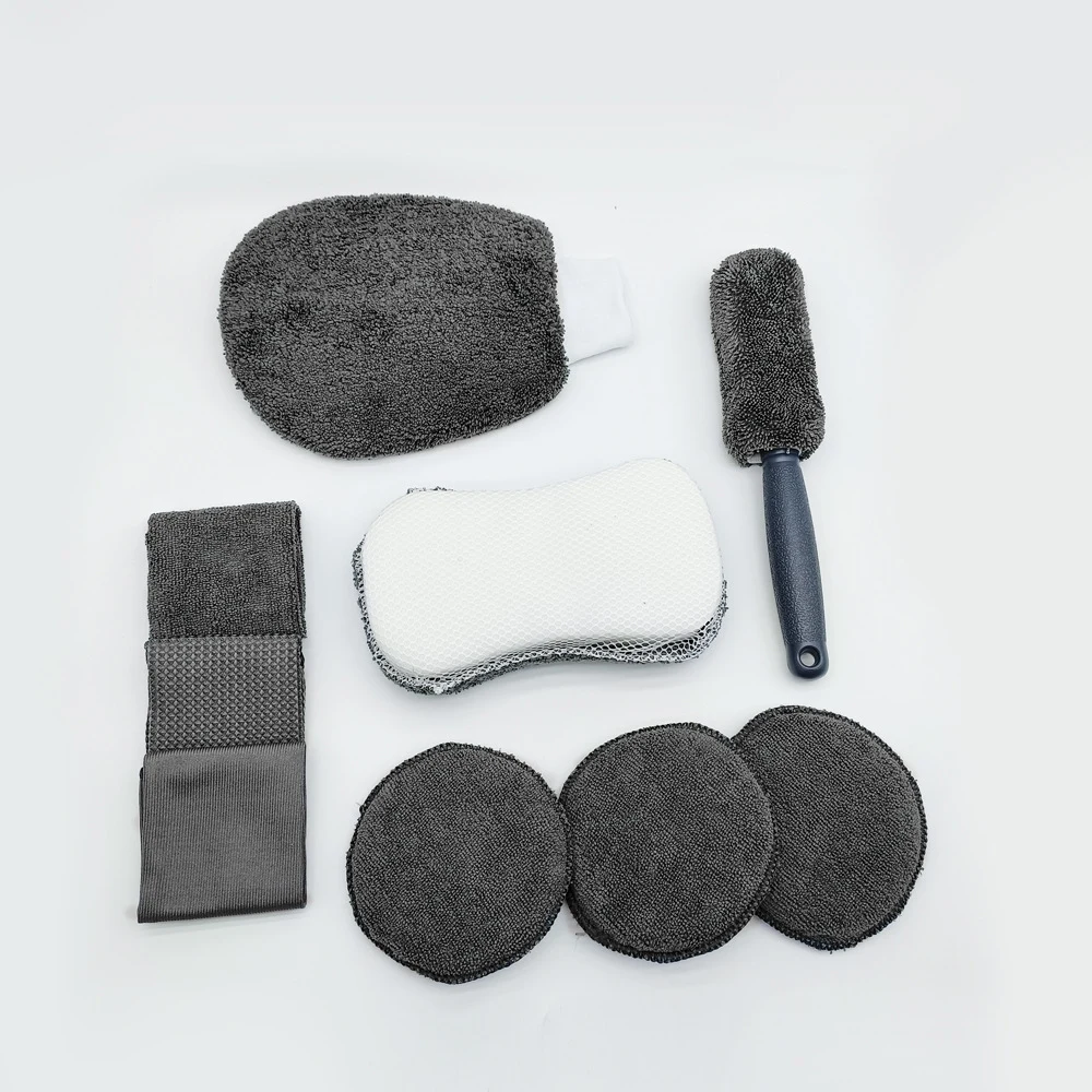 Bộ 9 Món Vệ Sinh Xe Ô Tô Sợi Microfiber Kèm Túi Đựng