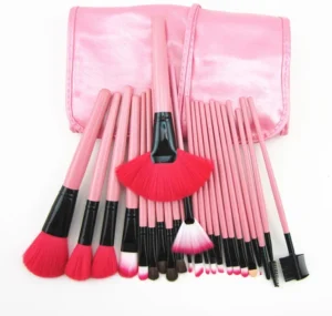Bộ 32 Cọ Trang Điểm Cán Hồng Kèm Túi Cuộn Đựng Cọ