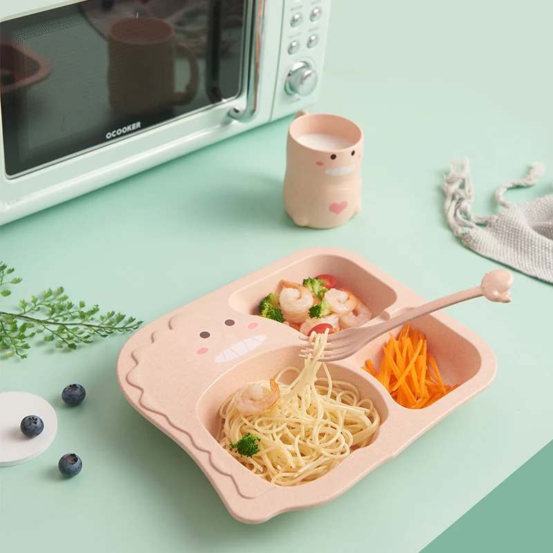 Bộ đĩa thìa tập ăn cho bé hoạt hình dễ thương