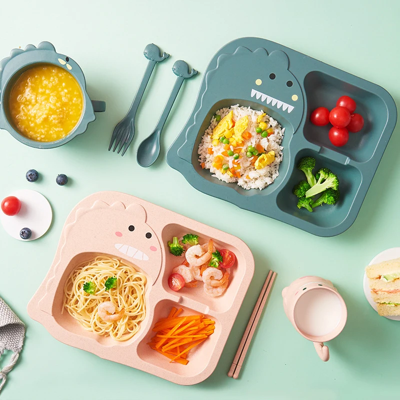 Bộ đĩa thìa tập ăn cho bé hoạt hình dễ thương