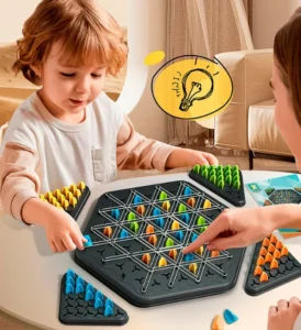 Bộ Đồ Chơi Cờ Chuỗi Tam Giác Thông Minh Cho Bé, Kèm 4 Khay Quân Cờ 4 Màu