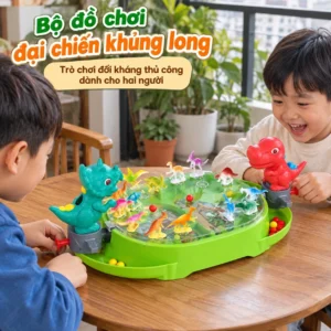 Bộ Đồ Chơi Đại Chiến Khủng Long 2 Người, Bàn Đấu 50 cm Kèm 16 Khủng Long