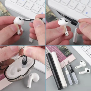 Bút Vệ Sinh Tai Nghe Bluetooth 3 Trong 1: Đầu Kim Loại, Mút Bọt, Chổi Mềm