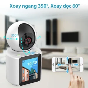 Camera Wifi Màn Hình IPS 2,8 Inch Gọi Video Hai Chiều, Xoay Qua App