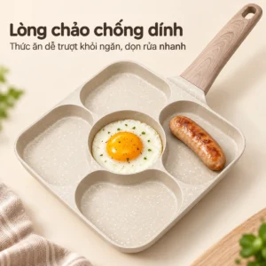 Chảo Chống Dính 5 Ngăn 19cm Nấu Nhiều Món Cùng Lúc, Dùng Được Bếp Từ, Bếp Gas