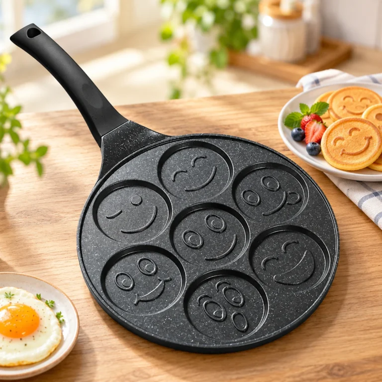 Chảo 7 Khuôn Mặt Cười Chống Dính Vân Đá Làm Pancake Và Trứng Ốp La