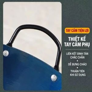 Chảo Sắt Truyền Thống 34cm Lòng Rộng, Không Phủ Chống Dính, Tay Cầm Gỗ
