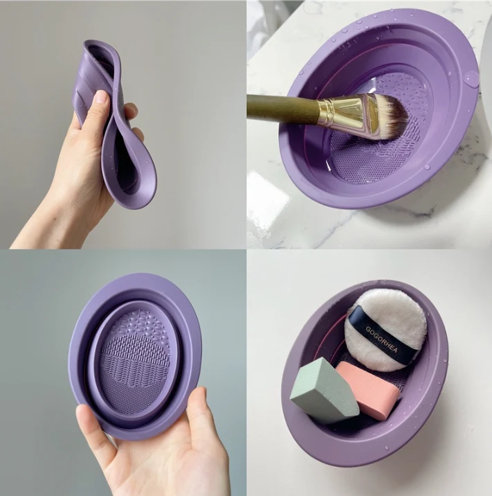 Chén Silicon Gập Gọn Vệ Sinh Cọ Trang Điểm 13253, Kèm Vân Nổi