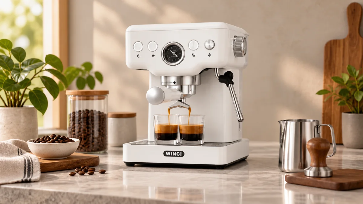 Máy pha cà phê bán tự động có đồng hồ đo áp suất