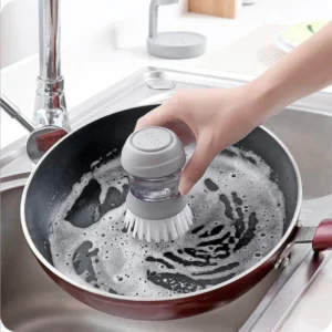 Cọ Rửa Xoong Nồi Có Bình Chứa Xà Phòng, Kèm Đế 9 × 12,5 cm