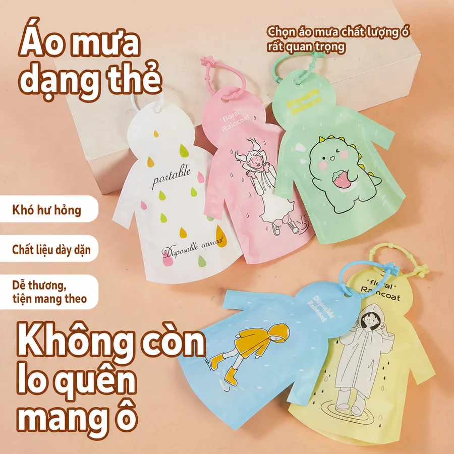 Combo 5 Áo Mưa Dùng 1 Lần Túi Mini