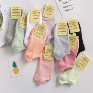 Combo 5 Đôi Vớ Nữ Cổ Ngắn Cotton Màu Pastel