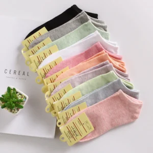 Combo 5 Đôi Vớ Nữ Cổ Ngắn Cotton Màu Pastel
