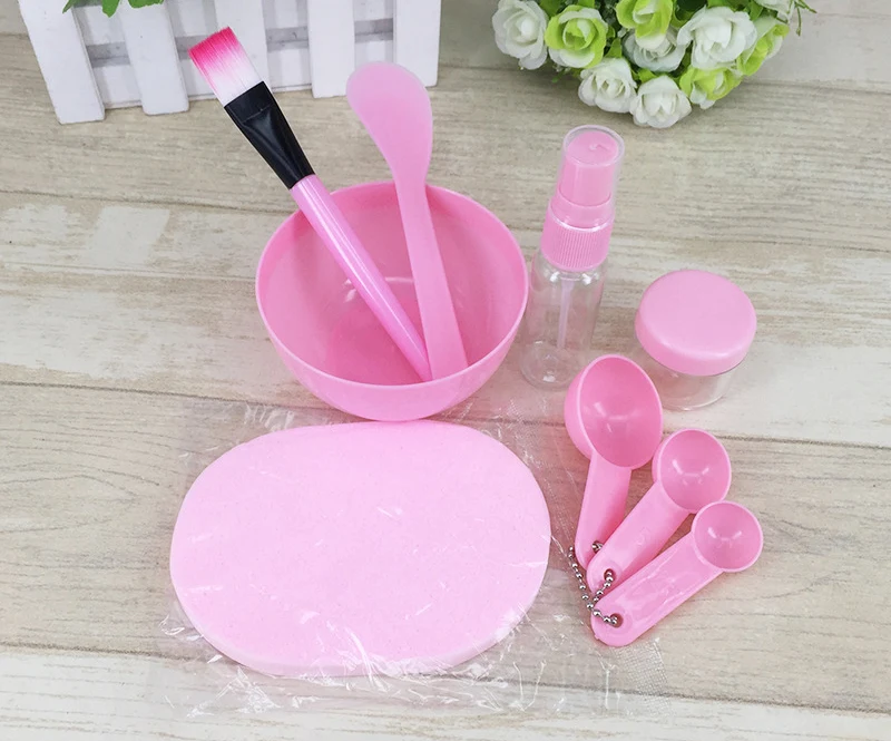 Bộ 9 Dụng Cụ Trộn Mặt Nạ: Bát, Cọ, Thìa Đong, Bông Rửa Mặt, Chai Xịt
