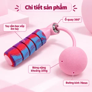 Dây Nhảy Thể Dục Không Dây Kèm 2 Bóng Nặng Đường Kính 70mm, Tay Cầm Xoay 360°