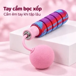 Dây Nhảy Thể Dục Không Dây Kèm 2 Bóng Nặng Đường Kính 70mm, Tay Cầm Xoay 360°