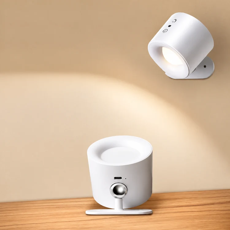 Đèn Ngủ Treo Tường Gắn Nam Châm Không Dây, Pin Sạc 1800mAh Xoay 360 Độ