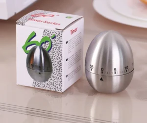 Đồng Hồ Hẹn Giờ Cơ Hình Quả Trứng 60 Phút, Màu Bạc