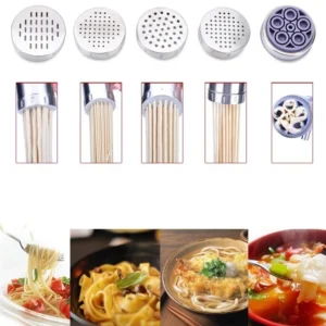 Dụng Cụ Làm Bún Mì Tươi Cầm Tay Inox, Kèm 5 Đầu Khuôn Ép Đa Năng