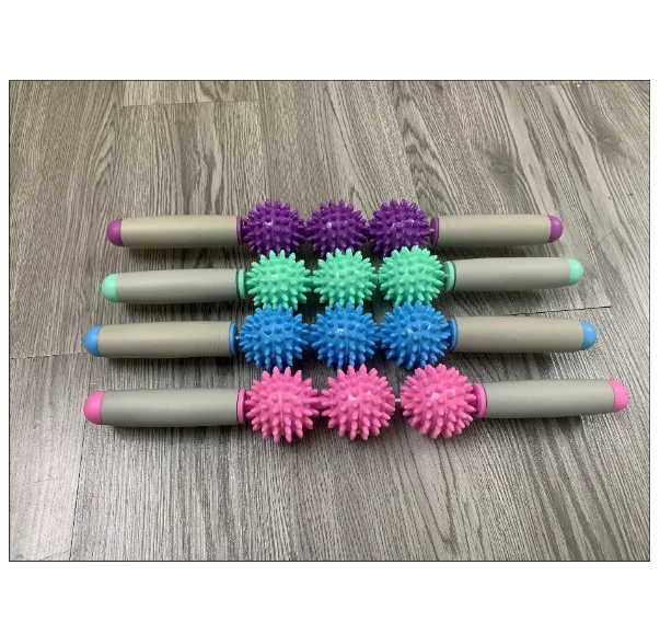 Gậy Lăn Massage Cơ Bắp 3 Bóng Gai Xoay 360°, Dài 41cm