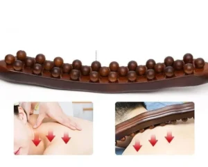 Gậy Massage Toàn Thân 2 Tay Cầm Gắn 37 Hạt Bi, Màu Nâu Vân Gỗ
