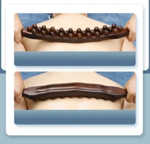 Gậy Massage Toàn Thân 2 Tay Cầm Gắn 37 Hạt Bi, Màu Nâu Vân Gỗ