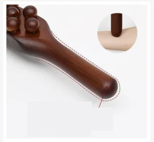 Gậy Massage Toàn Thân 2 Tay Cầm Gắn 37 Hạt Bi, Màu Nâu Vân Gỗ