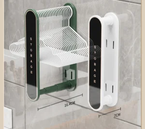 Giá Gắn Tường Cất Móc Áo Có Thể Kéo Dài, Nhựa PET + ABS + PP, Giao Màu Ngẫu Nhiên