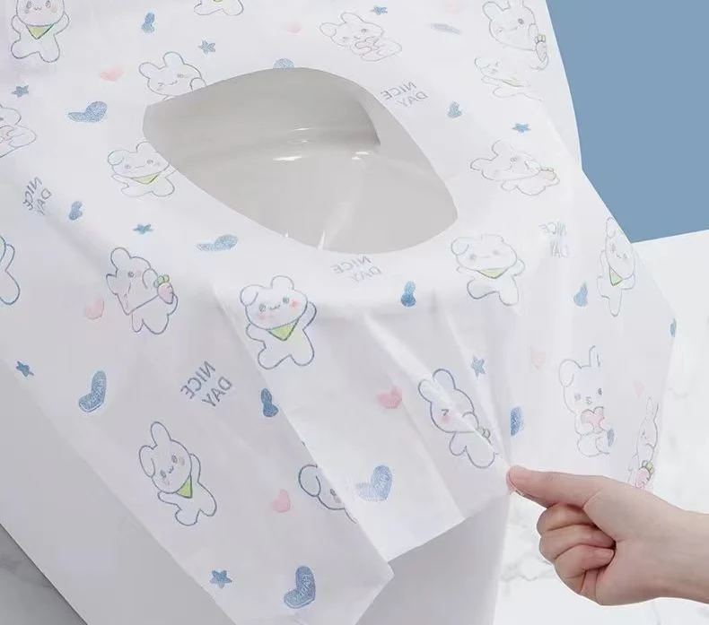 Giấy Lót Bồn Cầu Dùng Một Lần Họa Tiết Thỏ, Cỡ 40x60cm, Gói Riêng Từng Tờ