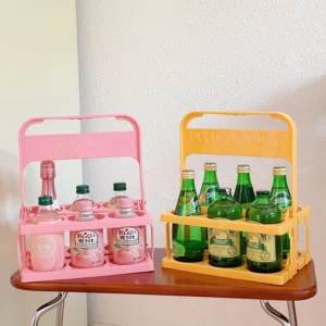 Giỏ Đựng 6 Chai Có Tay Xách, Gấp Gọn, 24 x 15 x 29,5 cm, Giao Màu Ngẫu Nhiên