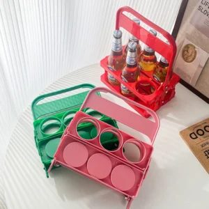 Giỏ Đựng 6 Chai Có Tay Xách, Gấp Gọn, 24 x 15 x 29,5 cm, Giao Màu Ngẫu Nhiên