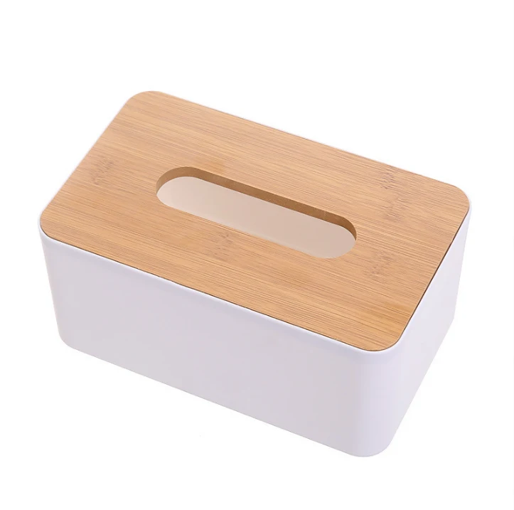 Hộp Đựng Khăn Giấy Nắp Vân Gỗ 21 x 13 x 10 cm