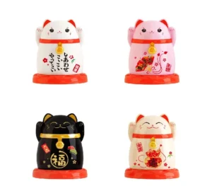 Hộp Đựng Tăm Hình Mèo Thần Tài 6,6 x 6,6 x 7,7 cm, 4 Màu