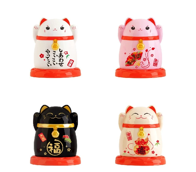 Hộp Đựng Tăm Hình Mèo Thần Tài 6,6 x 6,6 x 7,7 cm, 4 Màu